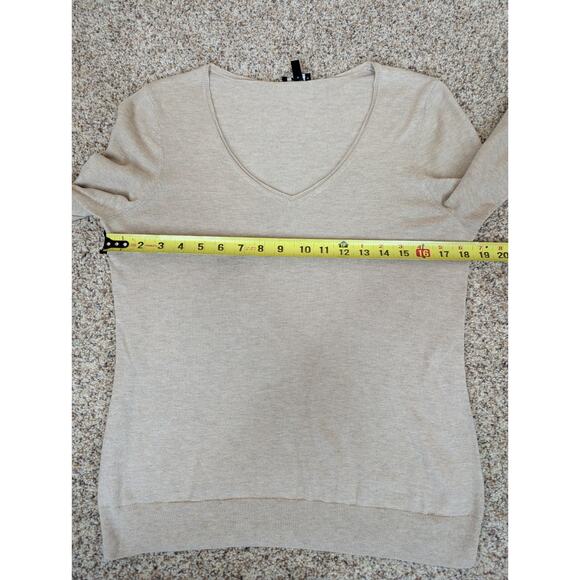 Talbots Cashmere Pima Cotton Blend Sweater Women's Medium V-Neck Pullover Tan - Picture 5 of 7